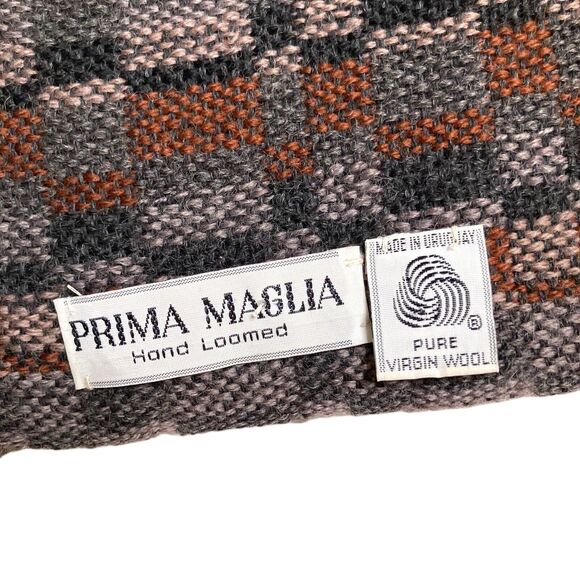 Prima Maglia Hand Loomed Wool Geometric Multicolored Scarf Unisex 13.5” X 60” - Picture 8 of 11